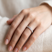 925 Sterling Silver CZ Stone Studded Band Ring for Women